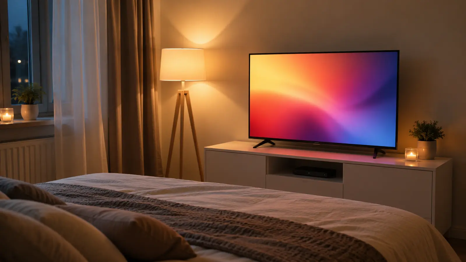 Televizor de 32 inch intr-un dormitor modern