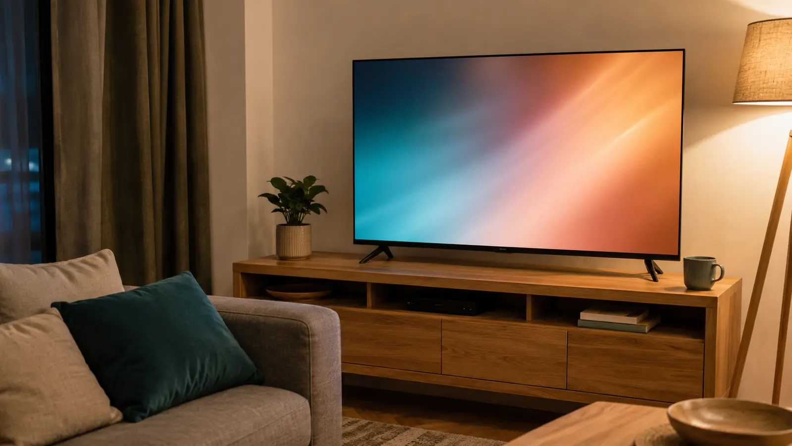 Televizor de 43 inch intr-un living modern