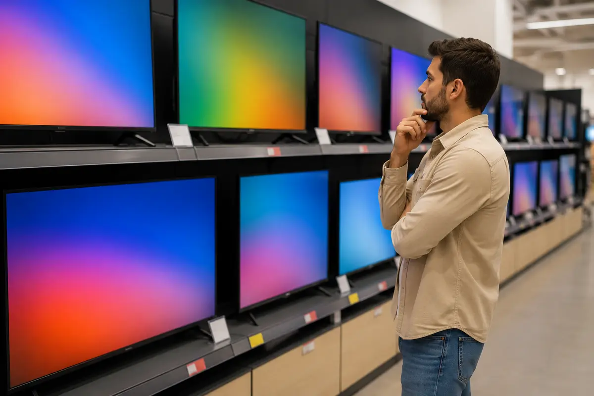 Alegerea diagonalei la un televizor ieftin, in magazin
