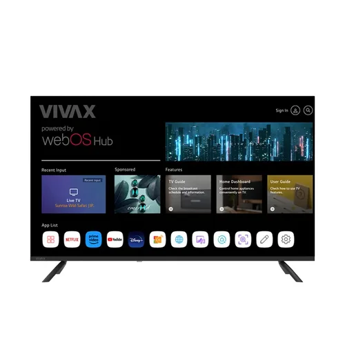 Televizor Smart VIVAX LED 43LE110WO, Diagonala 109 cm, Smart, Full HD, Clasa E, Bluetooth, WiFi, CI+ (Model 2025), Negru