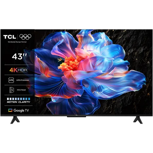 Televizor TCL LED 43P6K, 108 cm, Smart Google TV, 4K Ultra HD, Clasa F